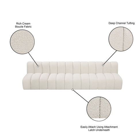 Briar Cream 119 Boucle Fabric Upholstered Modular Sectional, 4-Piece