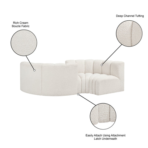 Briar Cream 102 Boucle Fabric Upholstered Modular Sectional, 4-Piece
