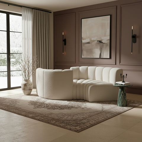 Briar Cream 102 Boucle Fabric Upholstered Modular Sectional, 4-Piece