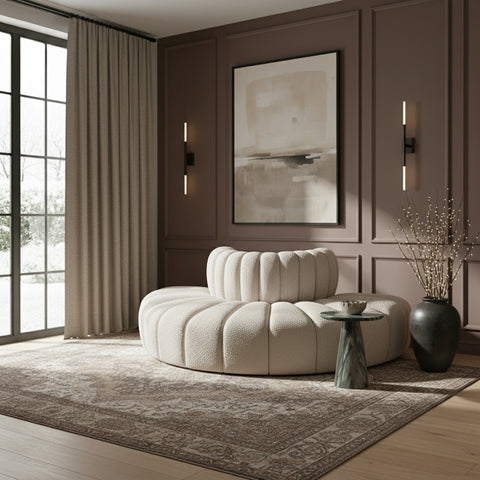 Yara 90" Cream Boucle Fabric Upholstered Sectional, 4-Piece