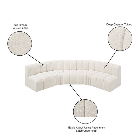 Yara 133" Boucle Fabric Upholstered Sectional, 5-Piece