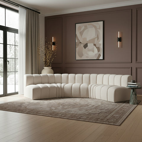 Yara 133" Boucle Fabric Upholstered Sectional, 5-Piece