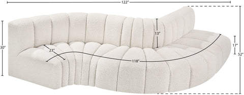 Yara 122" Boucle Fabric Upholstered Sectional, 5-Piece