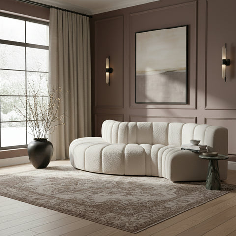 Yara 122" Boucle Fabric Upholstered Sectional, 5-Piece