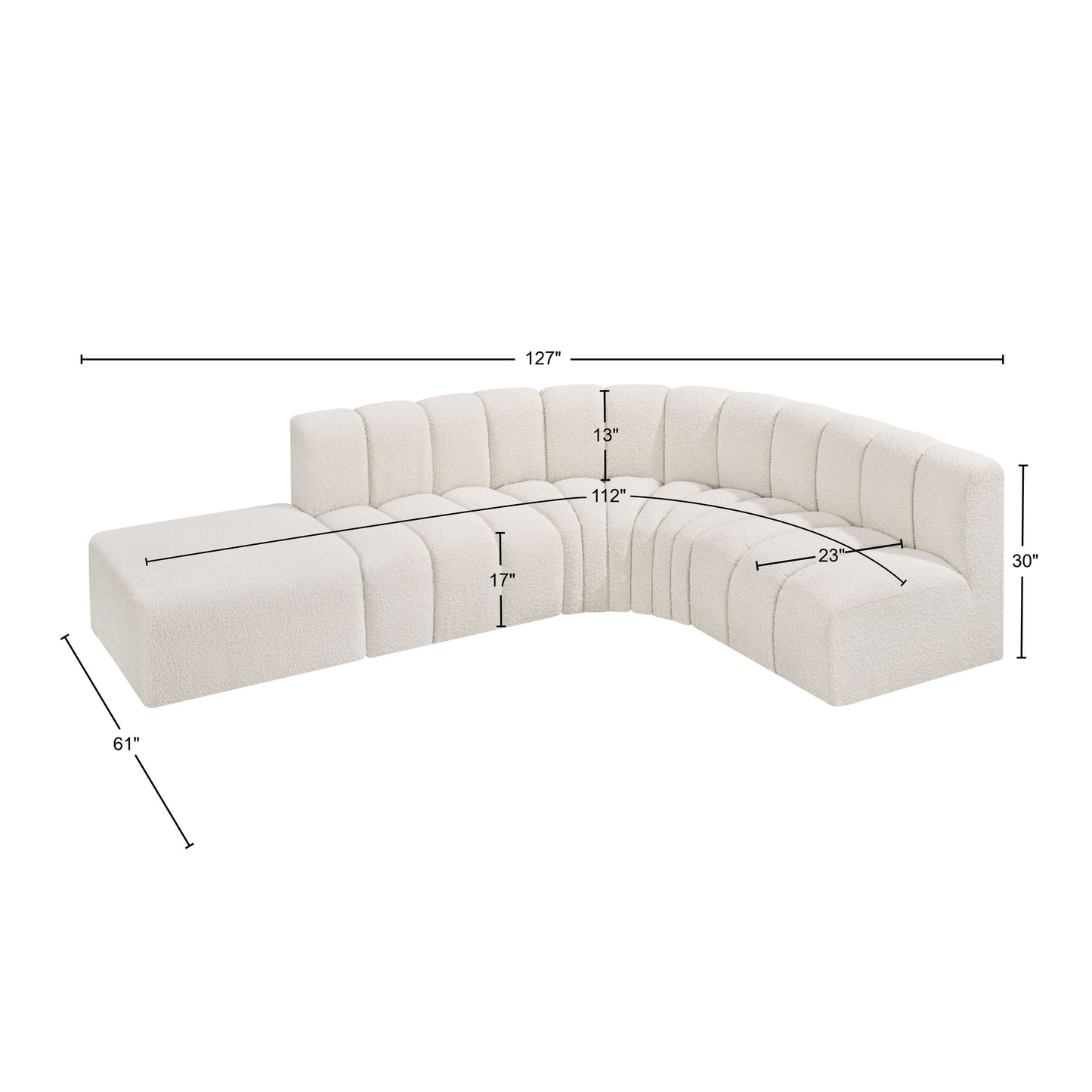 zara cream boucle fabric modular sofa s5c