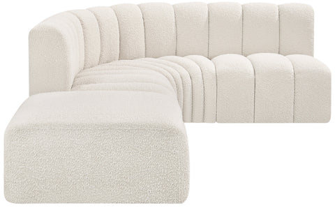 Briar Cream 127 Boucle Fabric Upholstered Modular Sectional, 5-Piece