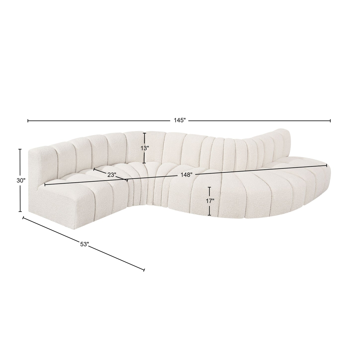 zara cream boucle fabric modular sofa s6a