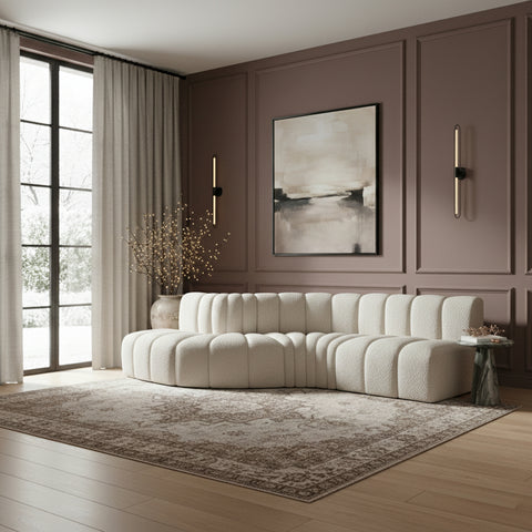 Briar Cream 145 Boucle Fabric Upholstered Modular Sectional , 6-Piece (Style 1)