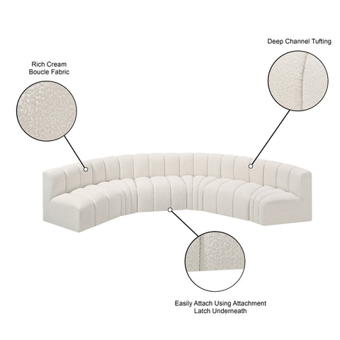 Briar Cream 151 Boucle Fabric Upholstered Modular Sectional, 6-Piece