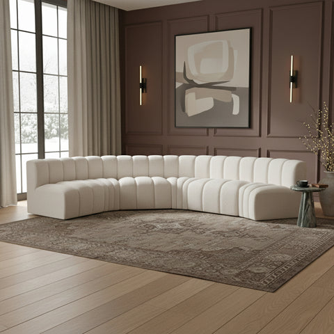 Briar Cream 151 Boucle Fabric Upholstered Modular Sectional, 6-Piece