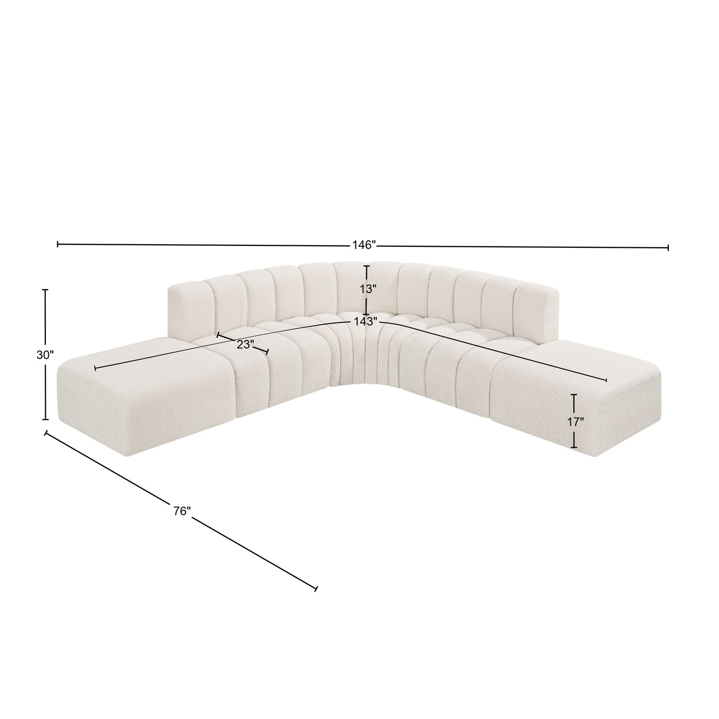 zara cream boucle fabric modular sofa s6c