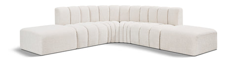 Yara 146" Boucle Fabric Upholstered Sectional, 6-Piece