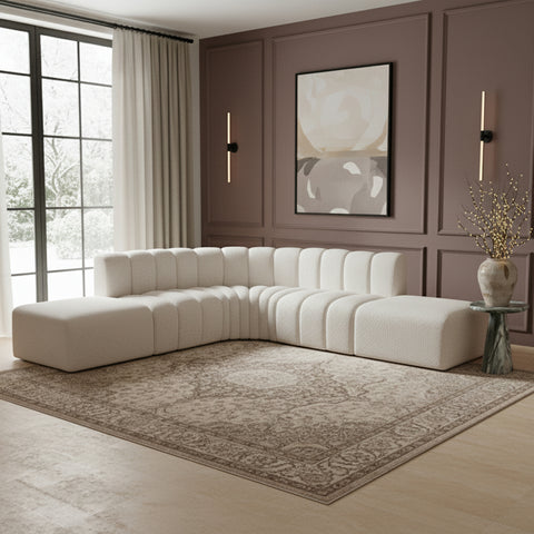 Yara 146" Boucle Fabric Upholstered Sectional, 6-Piece