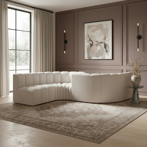 Briar Cream 145 Boucle Fabric Upholstered Modular Sectional , 6-Piece (Style 2)