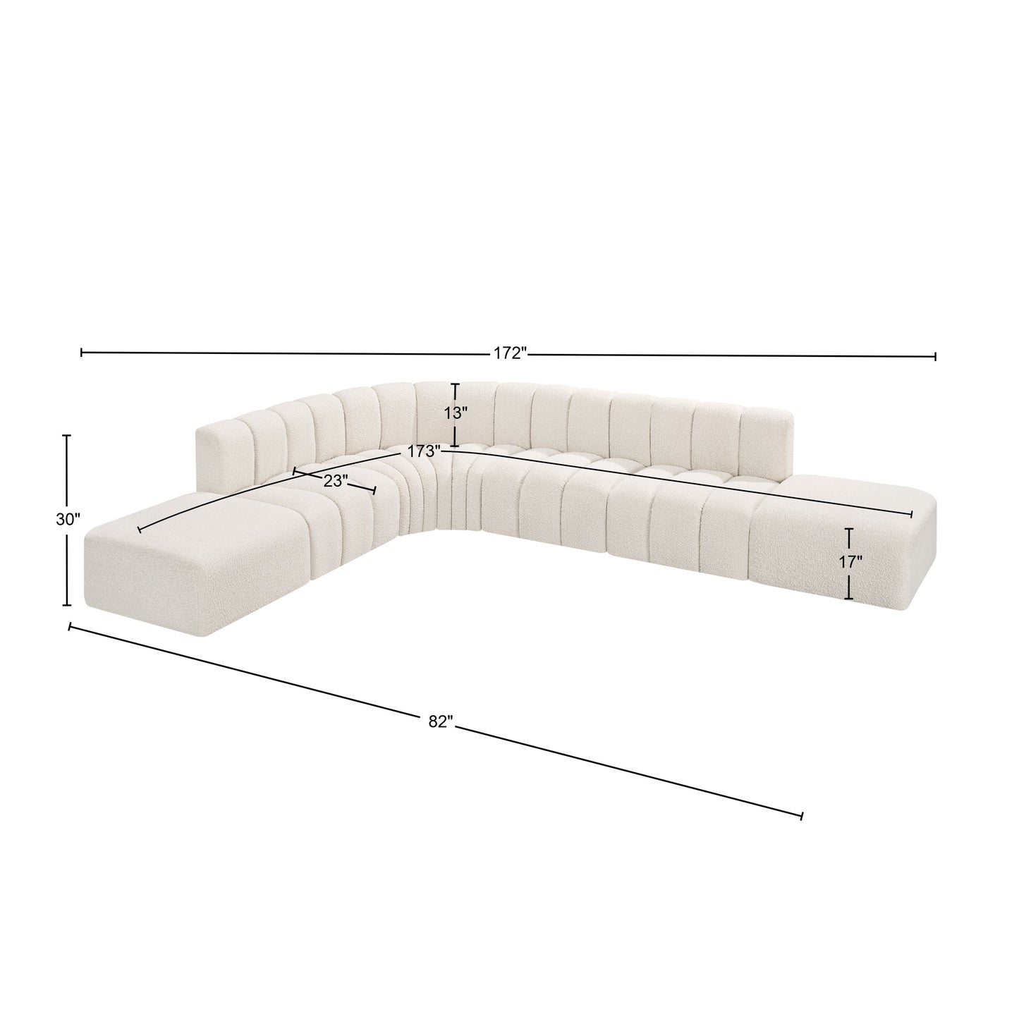 zara cream boucle fabric modular sofa s7a