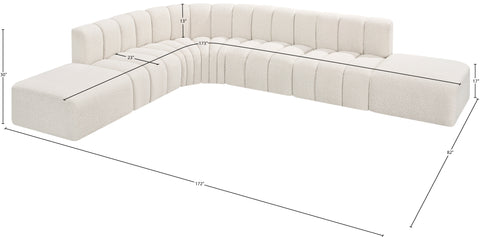 Briar Cream 172 Boucle Fabric Upholstered Modular Sectional, 7-Piece