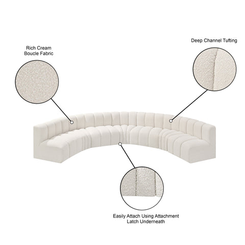 Briar Cream 162 Boucle Fabric Upholstered Modular Sectional, 7-Piece