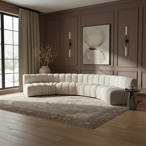 Briar Cream 162 Boucle Fabric Upholstered Modular Sectional, 7-Piece