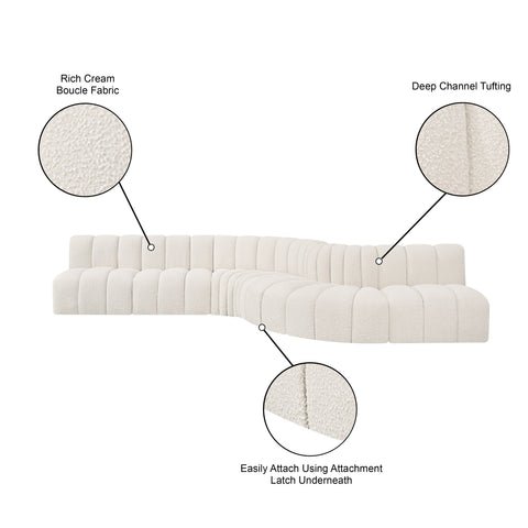 Briar Cream 170 Boucle Fabric Upholstered Modular Sectional, 7-Piece