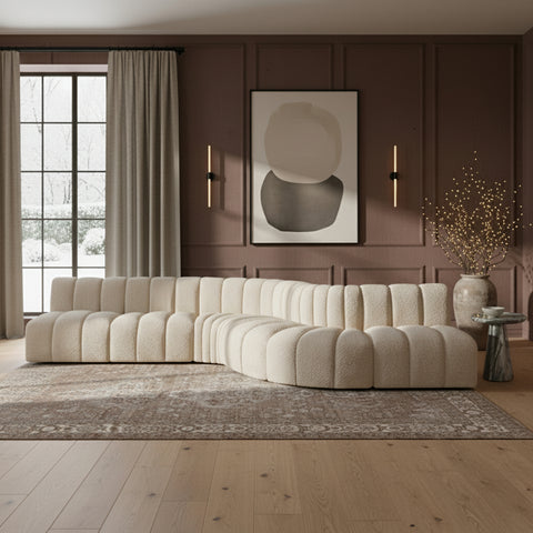 Briar Cream 170 Boucle Fabric Upholstered Modular Sectional, 7-Piece