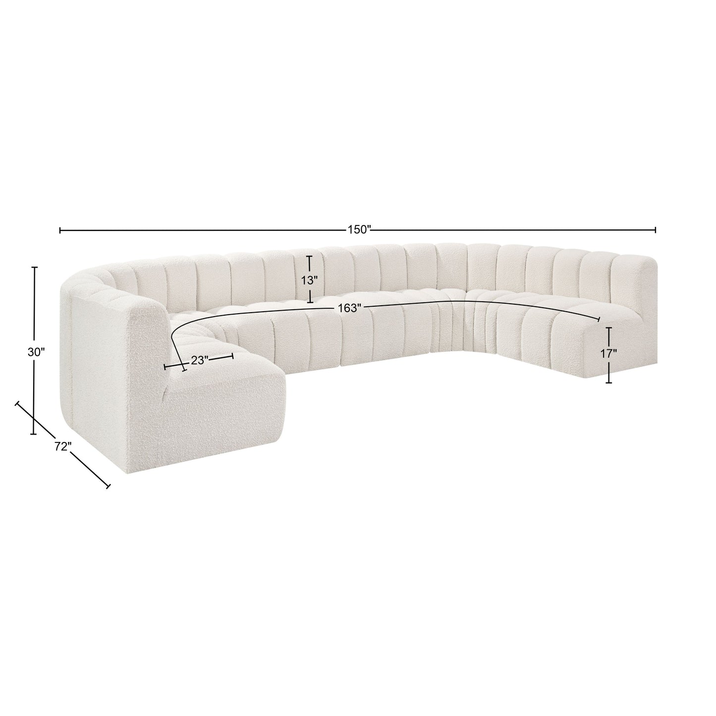 zara cream boucle fabric modular sofa s8a