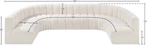 Briar Cream 150 Boucle Fabric Upholstered Modular Sectional, 8-Piece