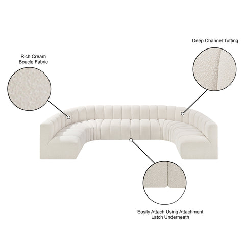 Briar Cream 150 Boucle Fabric Upholstered Modular Sectional, 8-Piece