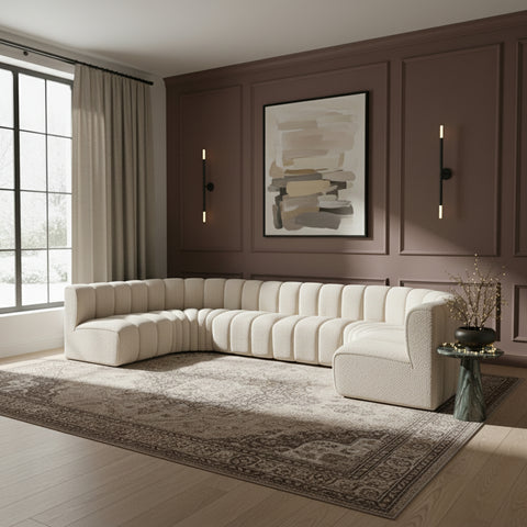 Briar Cream 150 Boucle Fabric Upholstered Modular Sectional, 8-Piece