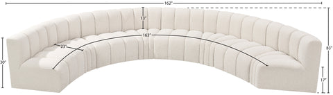 Yara 162" Cream Boucle Fabric Upholstered Sectional, 8-Piece