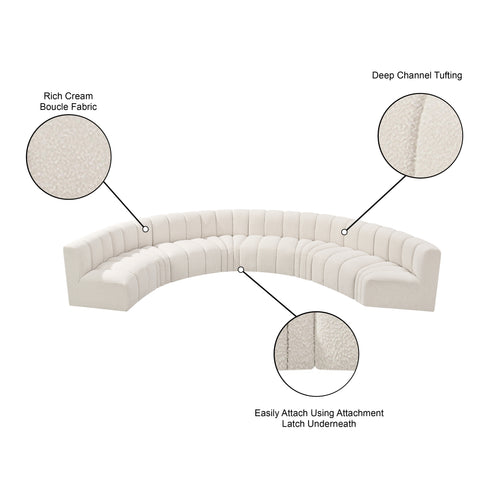 Yara 162" Cream Boucle Fabric Upholstered Sectional, 8-Piece
