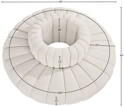 Yara 90" Cream Boucle Fabric Upholstered Sectional, 8-Piece