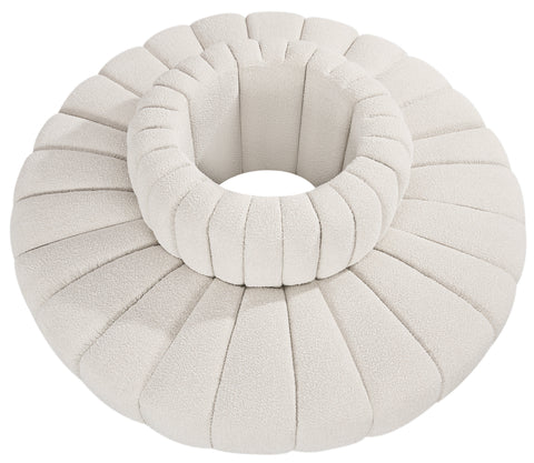Yara 90" Cream Boucle Fabric Upholstered Sectional, 8-Piece