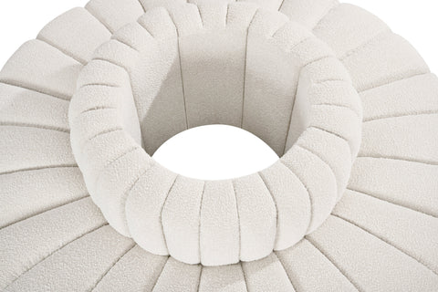 Yara 90" Cream Boucle Fabric Upholstered Sectional, 8-Piece