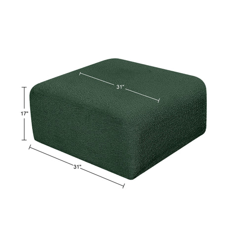 Briar Green Boucle Fabric Upholstered Modular Ottoman, 1 Piece