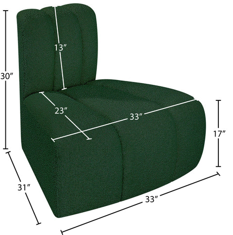 Briar Green Boucle Fabric Upholstered Modular Reverse Corner Chair, 1 Piece