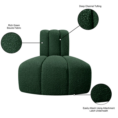 Briar Green Boucle Fabric Upholstered Modular Reverse Corner Chair, 1 Piece