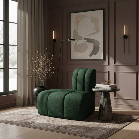 Briar Green Boucle Fabric Upholstered Modular Reverse Corner Chair, 1 Piece