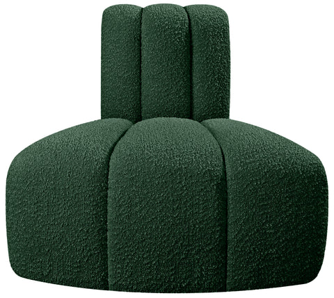 Briar Green Boucle Fabric Upholstered Modular Reverse Corner Chair, 1 Piece