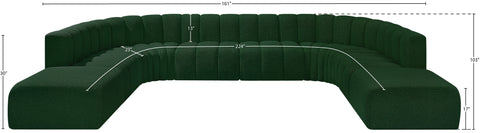 Briar Green 161 Boucle Fabric Upholstered Modular Sectional, 10-Piece