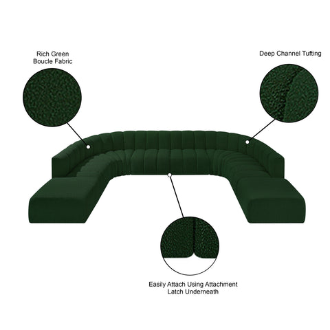 Briar Green 161 Boucle Fabric Upholstered Modular Sectional, 10-Piece