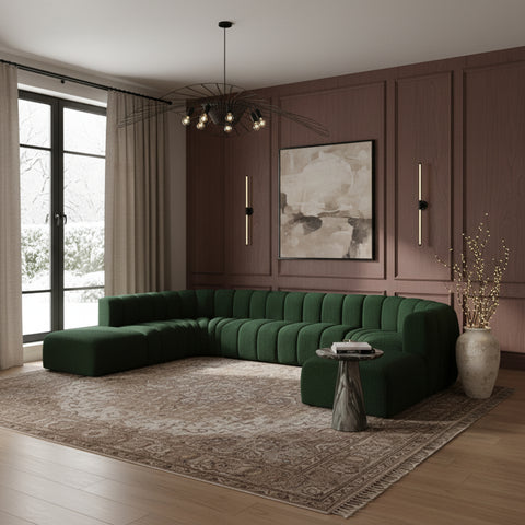 Briar Green 161 Boucle Fabric Upholstered Modular Sectional, 10-Piece