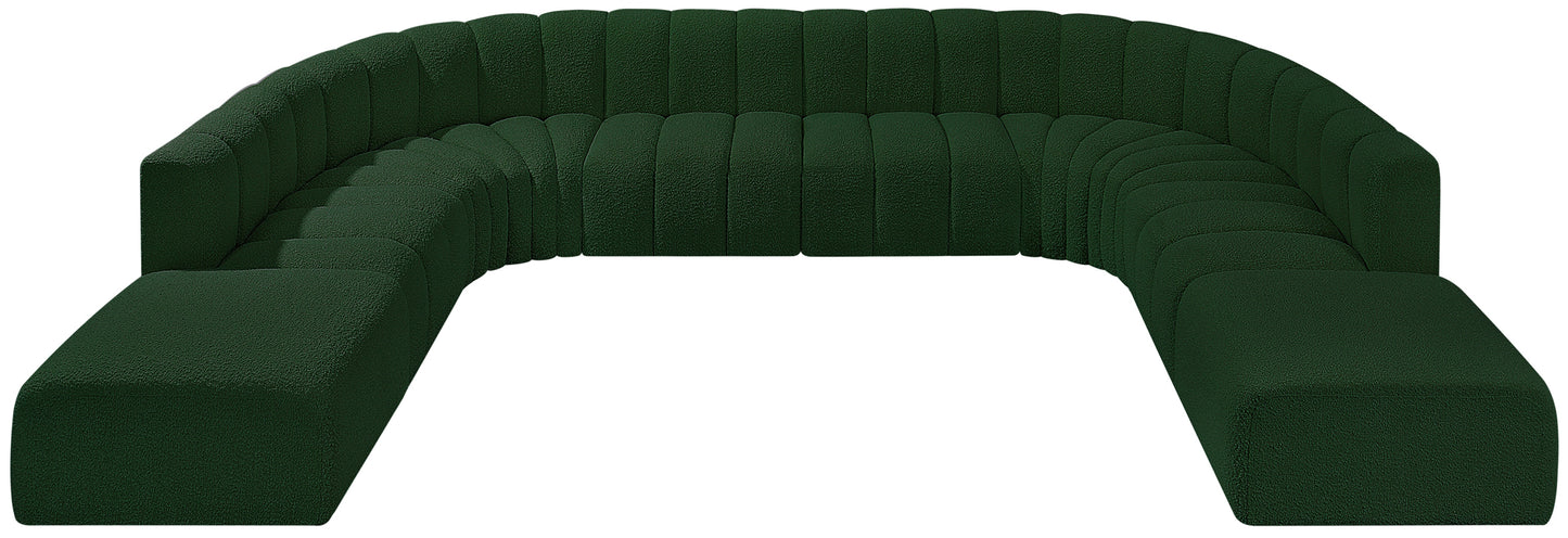 zara green boucle fabric modular sofa s10a