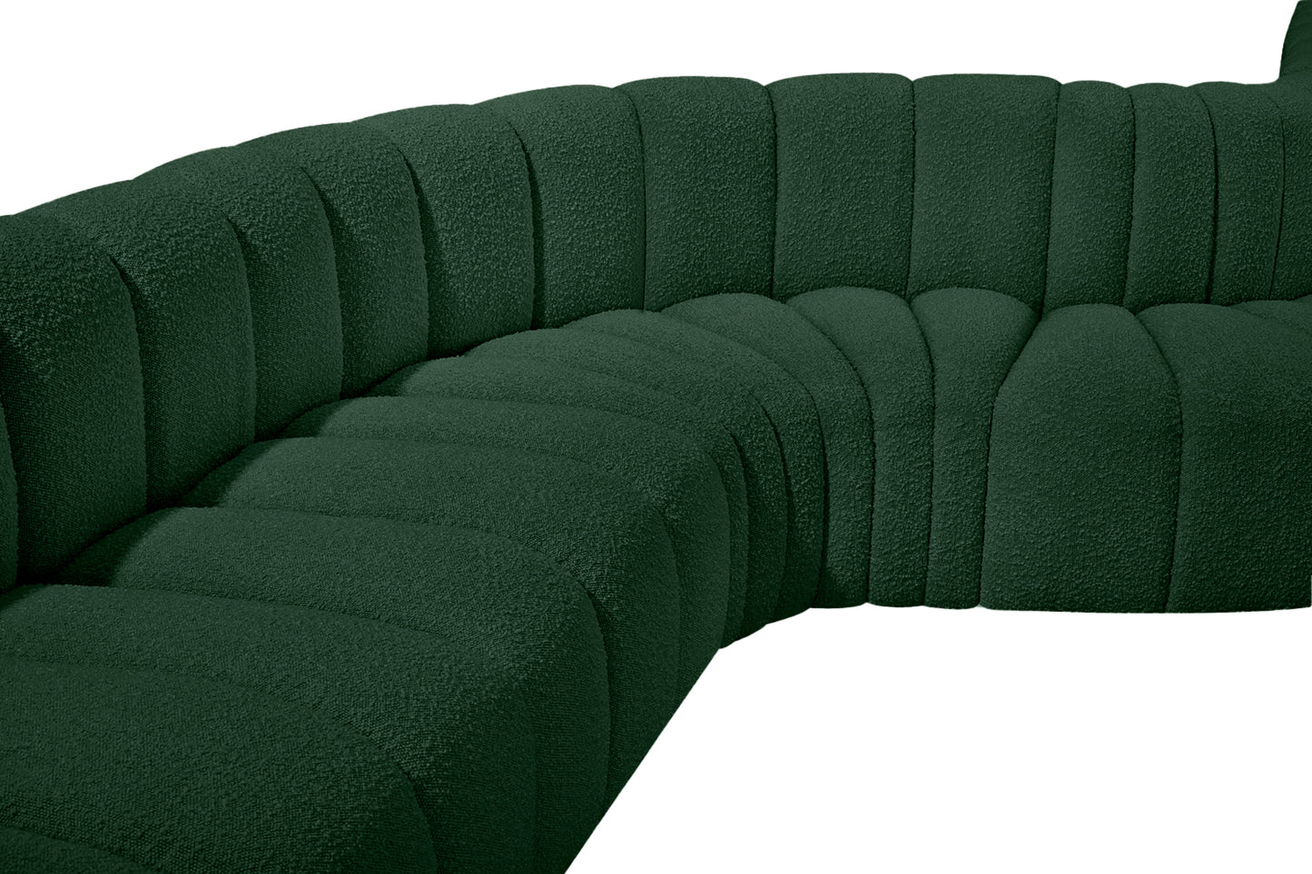 zara green boucle fabric modular sofa s10a