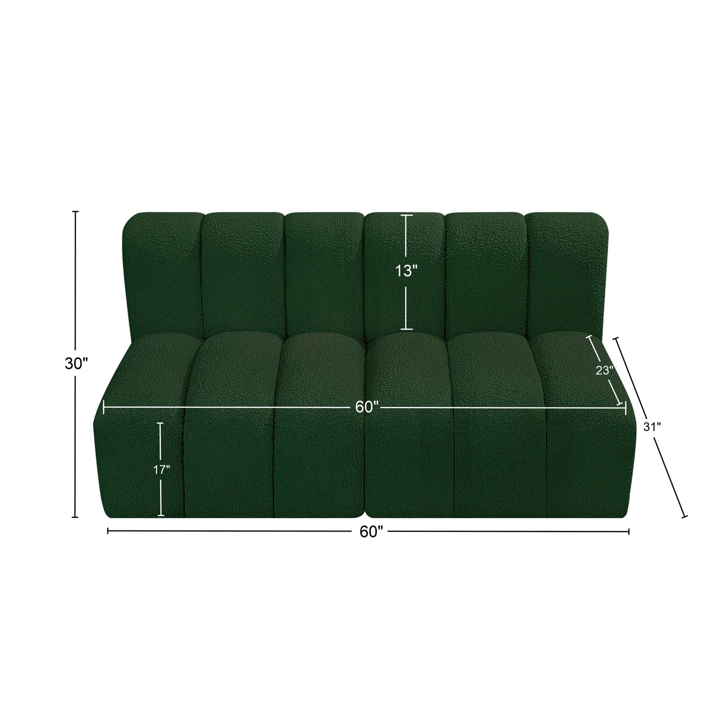 zara green boucle fabric modular sofa s2a