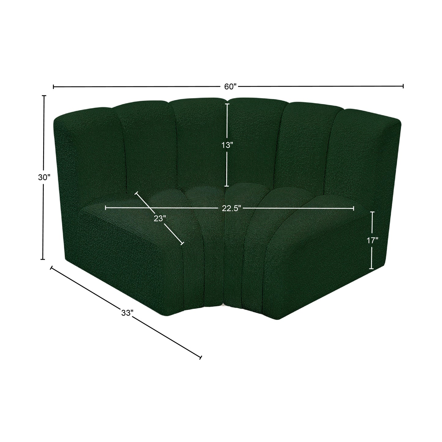 zara green boucle fabric modular sofa s2b