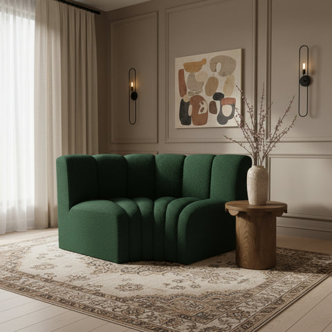 Briar Green 60 Boucle Fabric Upholstered Modular Sectional , 2-Piece (Style 2)