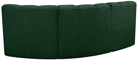 Yara 84" Green Boucle Fabric Upholstered Sectional, 3-Piece