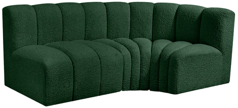 Yara 84" Green Boucle Fabric Upholstered Sectional, 3-Piece