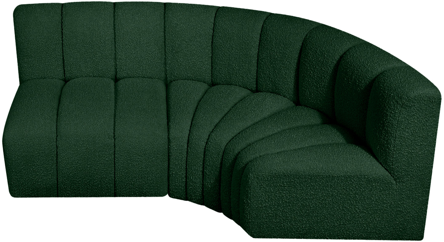 zara green boucle fabric modular sofa s3a