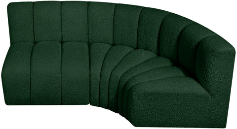 Yara 84" Green Boucle Fabric Upholstered Sectional, 3-Piece